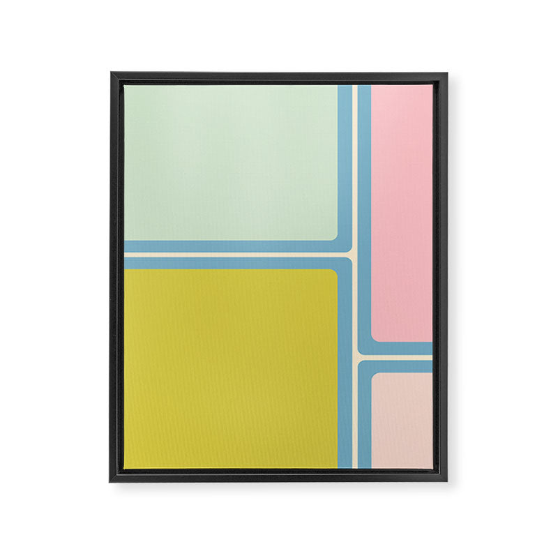 Minimal Geometrics Baby Blue Pink Lime Pastel Pattern Framed Canvas Print Gallery Image 8