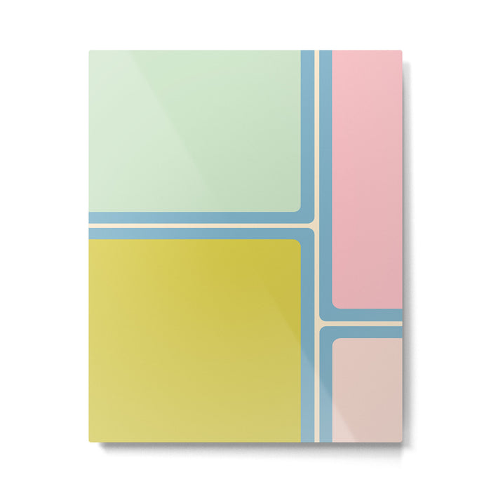 Minimal Geometrics Baby Blue Pink Lime Pastel Pattern Metal Print Gallery Image 1