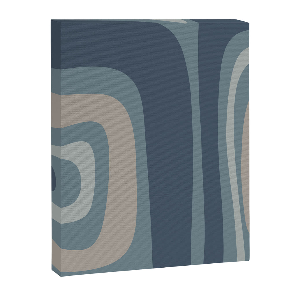 Minimal Mid-Century Modern Tiki Abstract Pattern in Neutral Blue Gray Tones Canvas Print Gallery Image 6