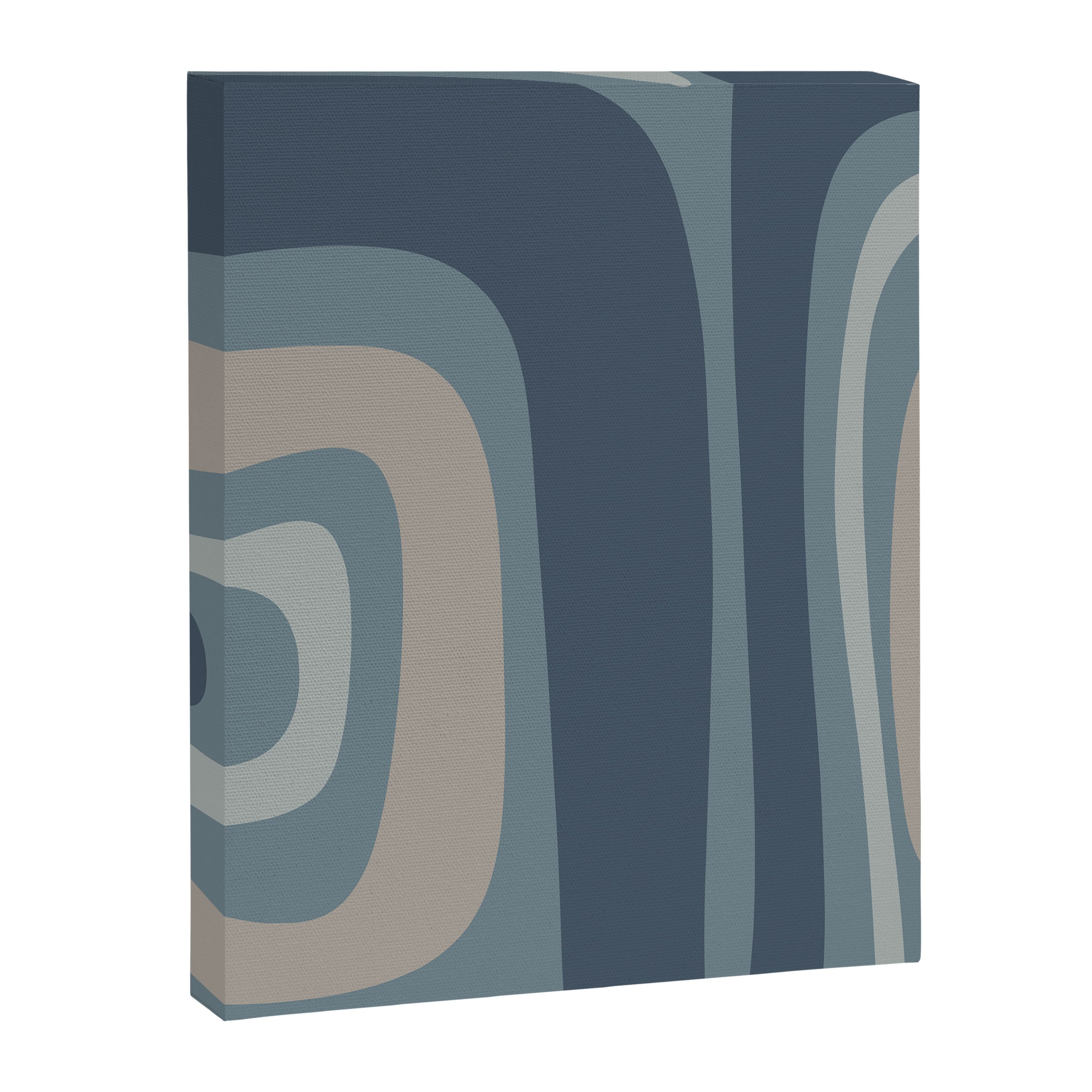 Minimal Mid-Century Modern Tiki Abstract Pattern in Neutral Blue Gray Tones Canvas Print Gallery Image 6