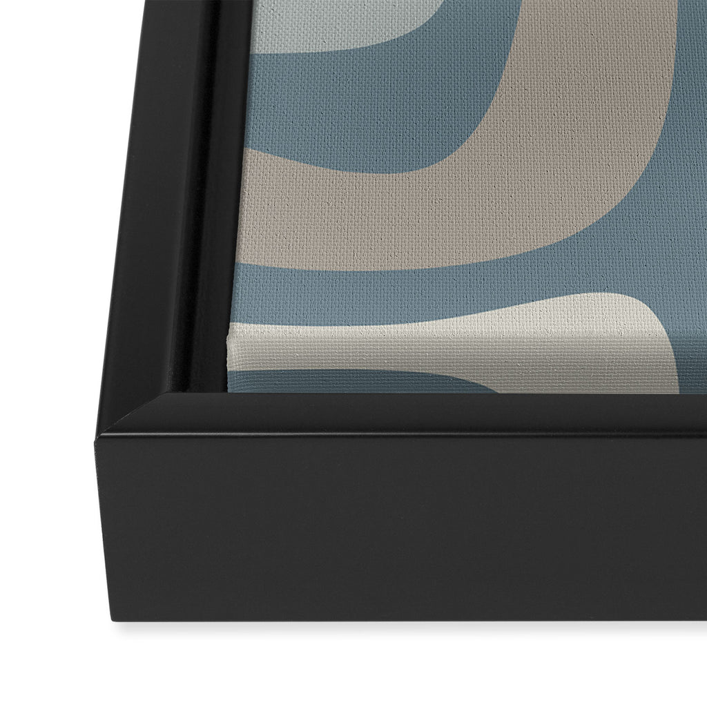 Minimal Mid-Century Modern Tiki Abstract Pattern in Neutral Blue Gray Tones Framed Canvas Print Gallery Image 3