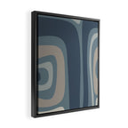 Minimal Mid-Century Modern Tiki Abstract Pattern in Neutral Blue Gray Tones Framed Canvas Print Gallery Image 2