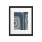 Minimal Mid-Century Modern Tiki Abstract Pattern in Neutral Blue Gray Tones Framed Art Print Gallery Image 5