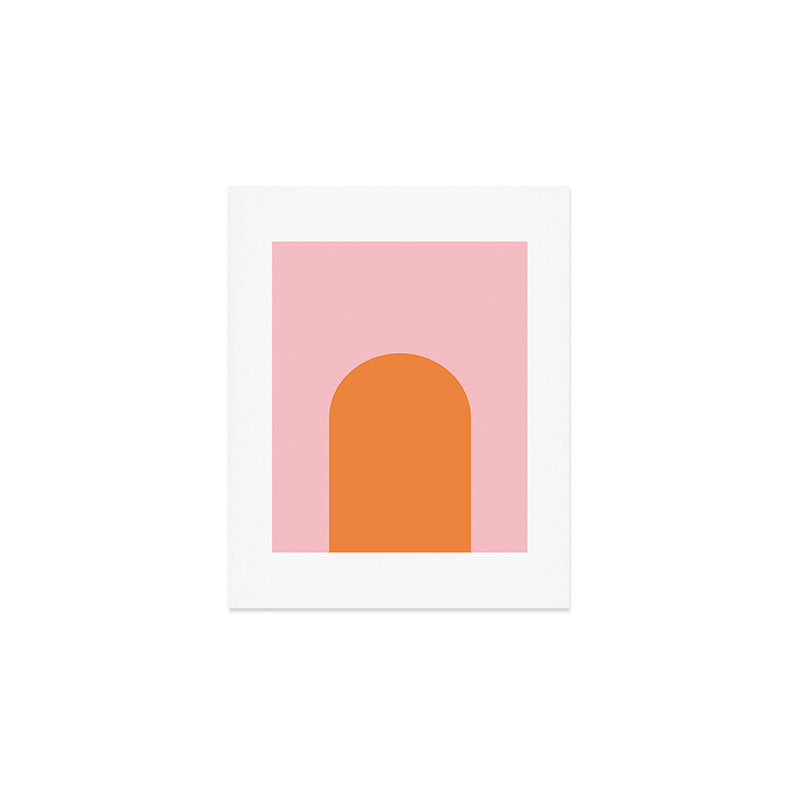 Minimal Modern Archway Color Block in Orange and Pink Art Print Gallery Image 1
