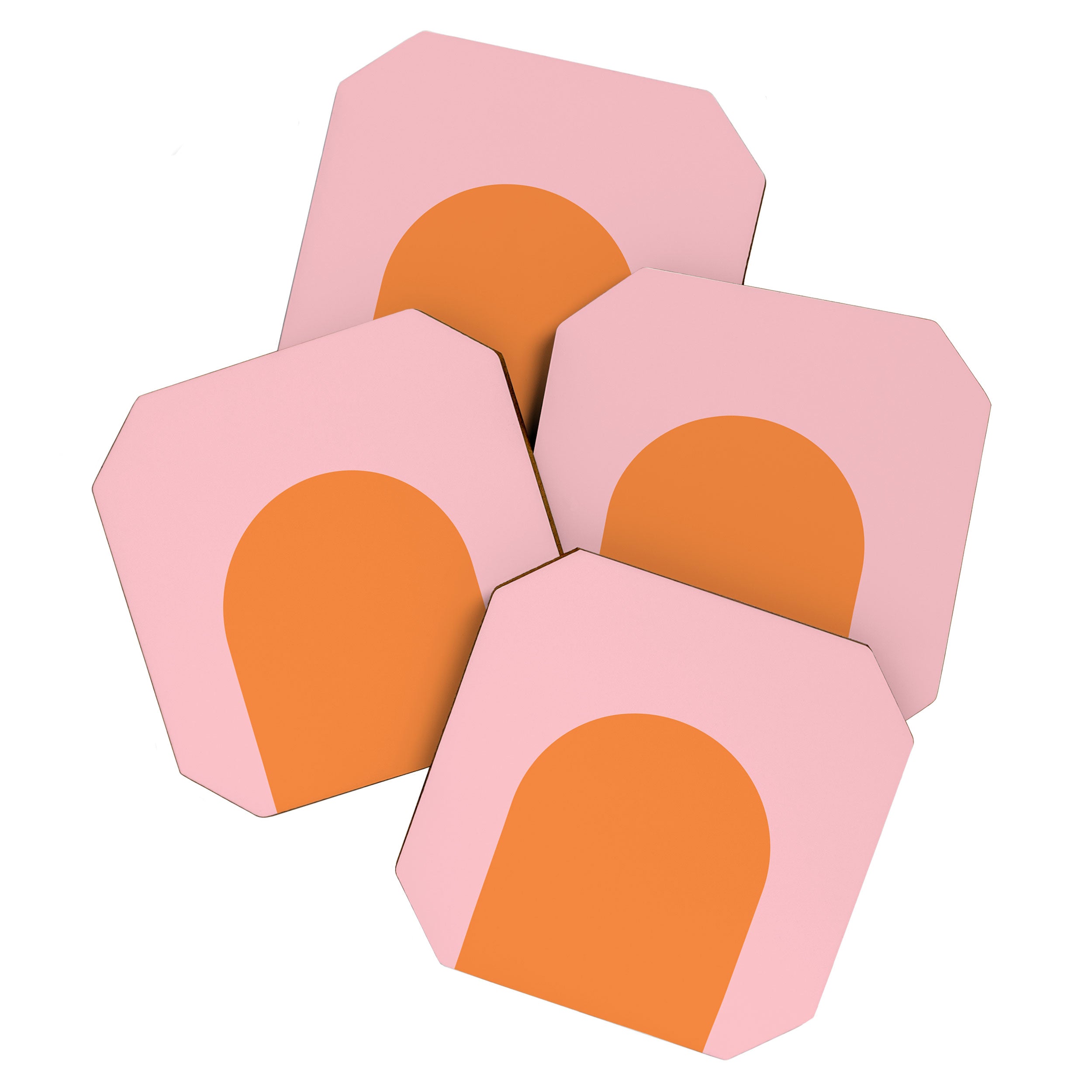 Minimal Modern Archway Color Block in Orange and Pink Coaster Gallery Image 1