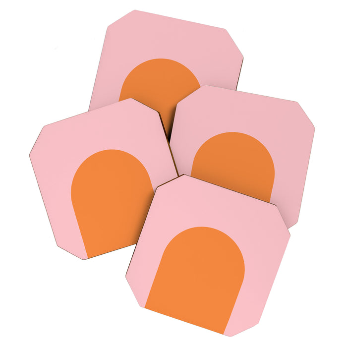 Minimal Modern Archway Color Block in Orange and Pink Coaster Gallery Image 1