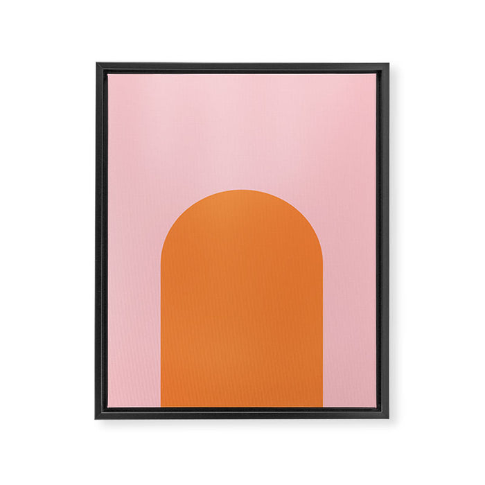 Minimal Modern Archway Color Block in Orange and Pink Framed Canvas Print Gallery Image 1