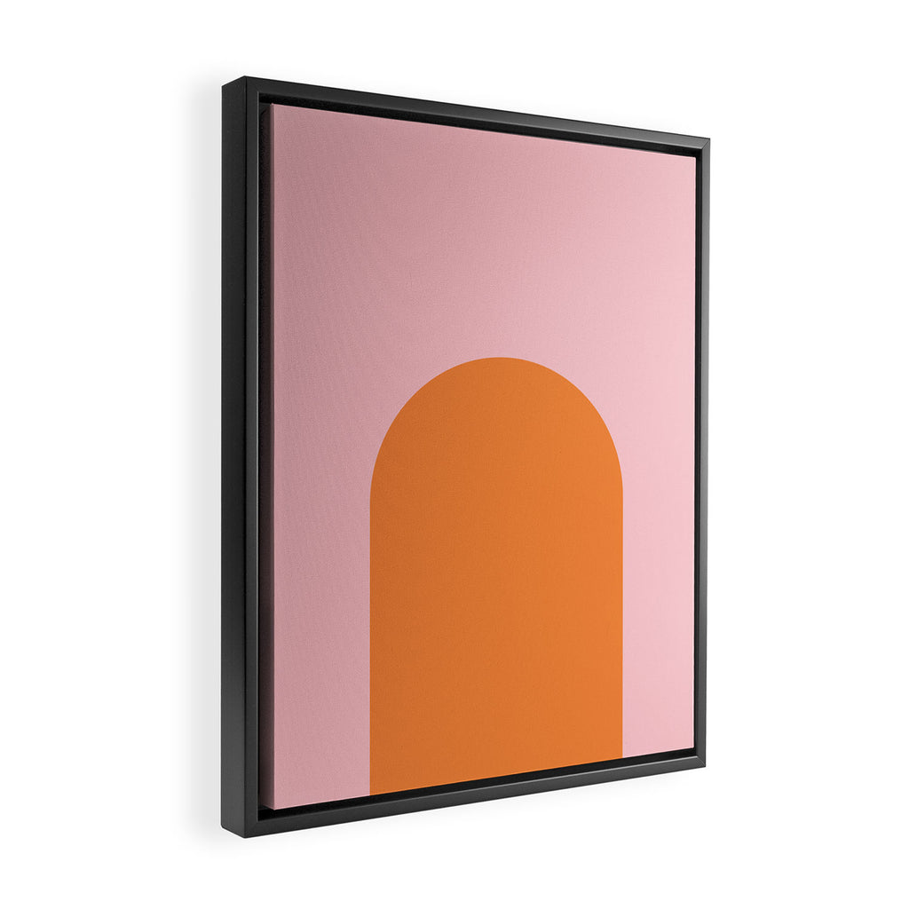 Minimal Modern Archway Color Block in Orange and Pink Framed Canvas Print Gallery Image 2