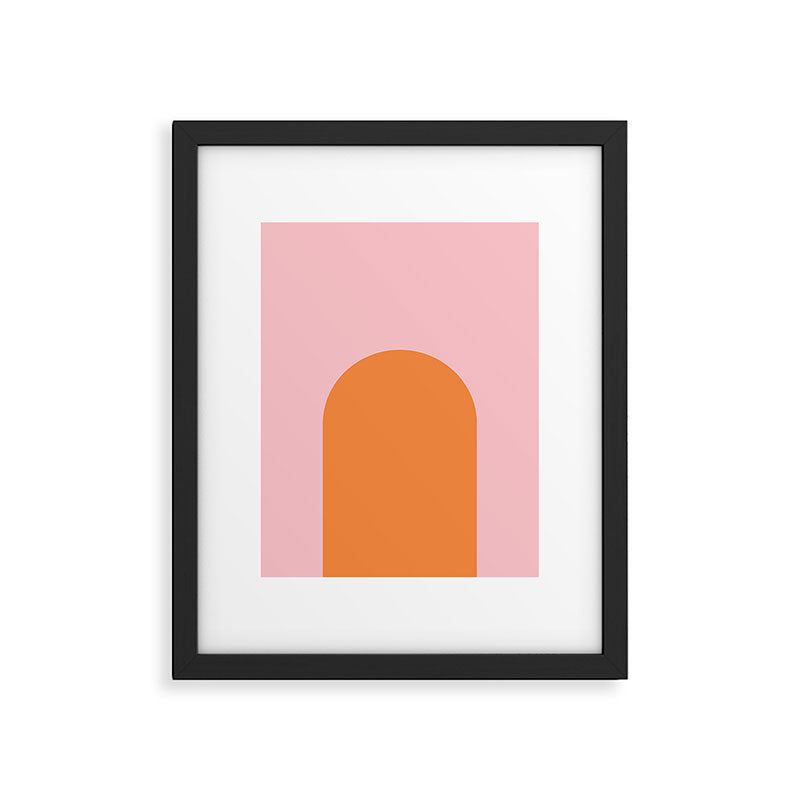 Minimal Modern Archway Color Block in Orange and Pink Framed Art Print Gallery Image 5