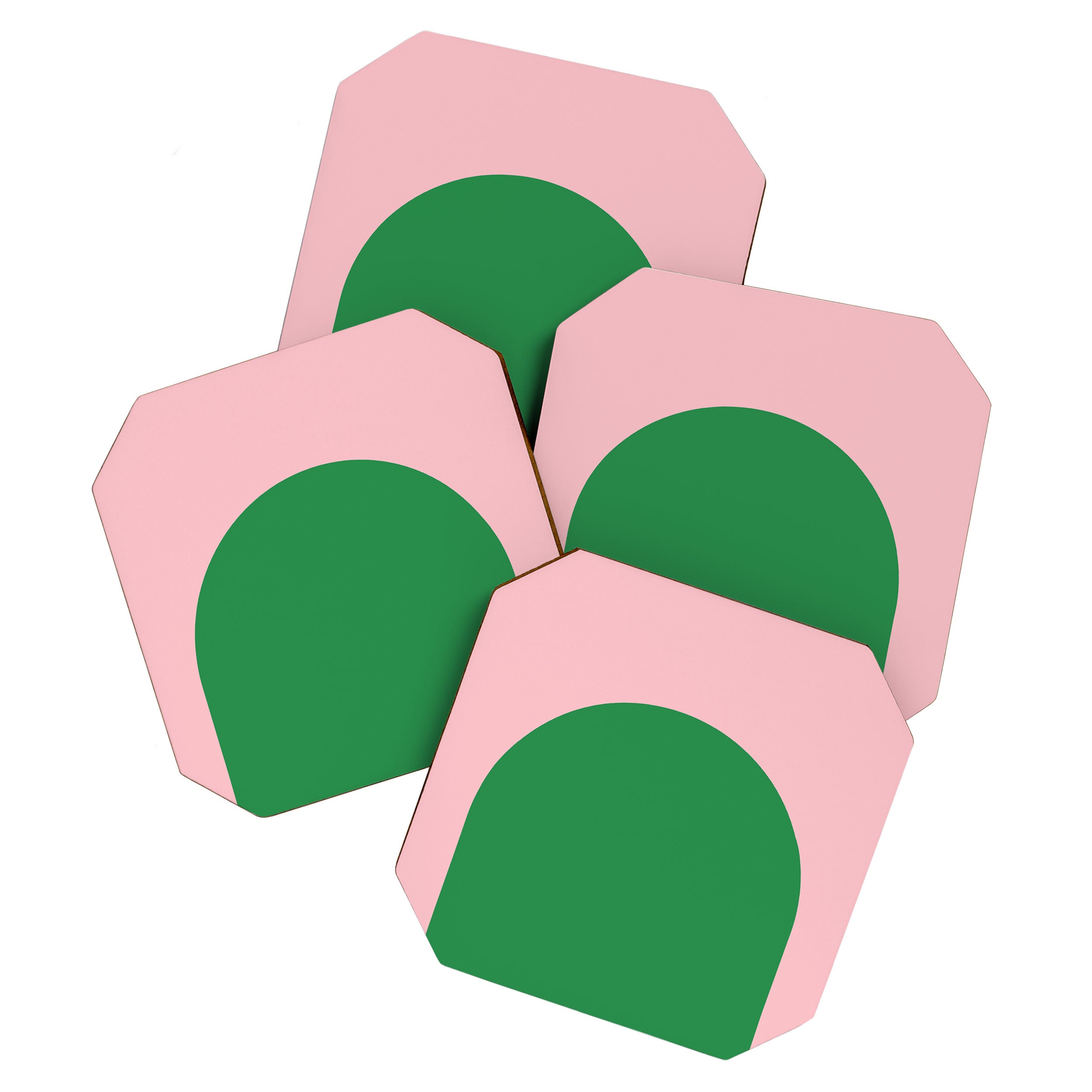 Minimal Modern Archway Color Block in Pink and Green Coaster Gallery Image 1