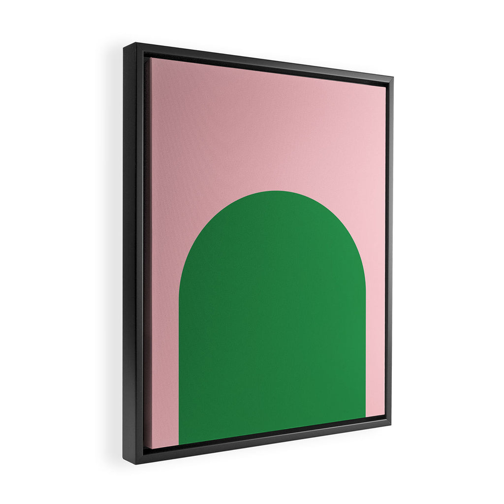 Minimal Modern Archway Color Block in Pink and Green Framed Canvas Print Gallery Image 2