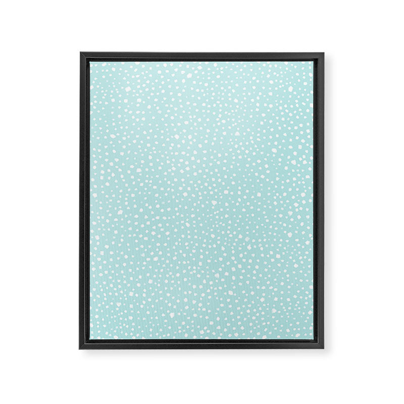 Minimal Painted Smudge Dots Pattern in Light Aqua Framed Canvas Print Gallery Image 6