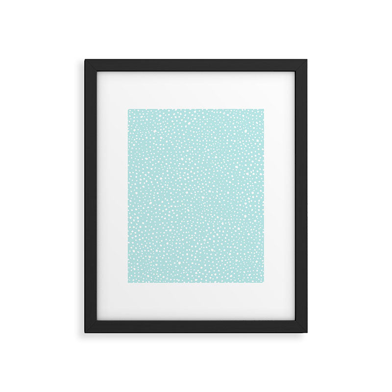 Minimal Painted Smudge Dots Pattern in Light Aqua Framed Art Print Gallery Image 5