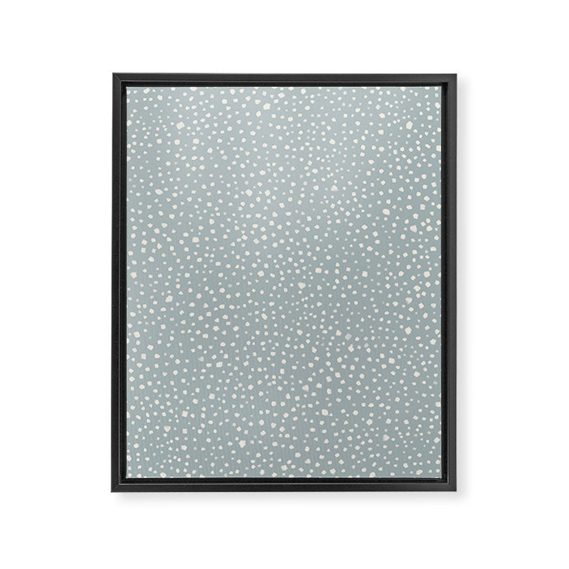 Minimal Painted Smudge Dots Pattern in Light Blue Gray and Cream Framed Canvas Print Gallery Image 6