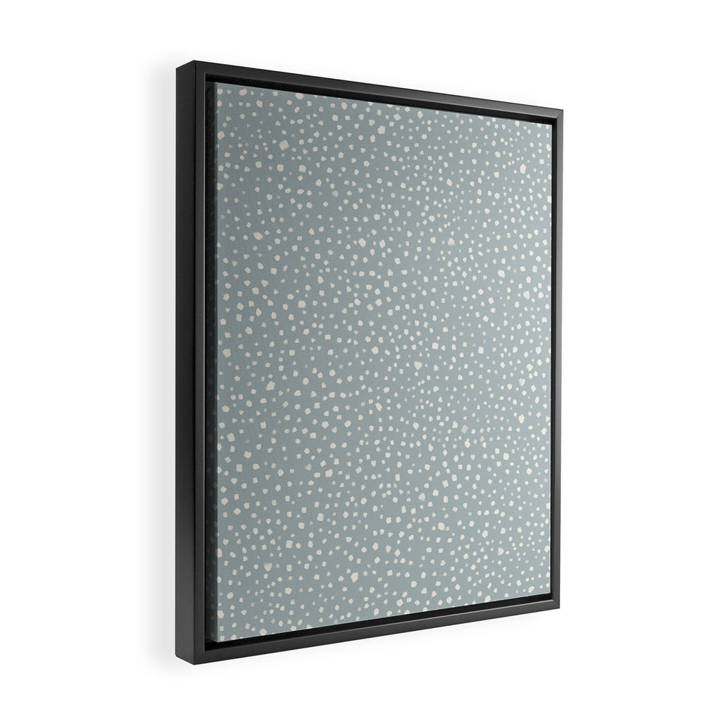 Minimal Painted Smudge Dots Pattern in Light Blue Gray and Cream Framed Canvas Print Gallery Image 2