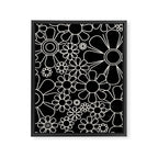 Minimal Retro Garden Flowers Contemporary Modern Black and Cream Pattern Framed Canvas Print Gallery Image 8
