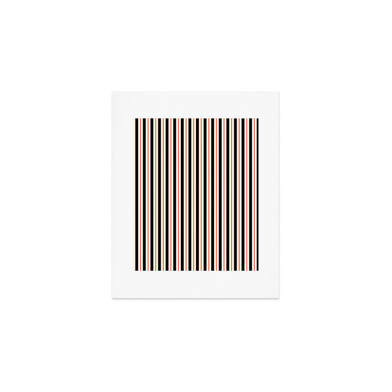 Minimal Retro Modern Stripe Pattern in Black, Orange, and Almond Cream Art Print Gallery Image 1