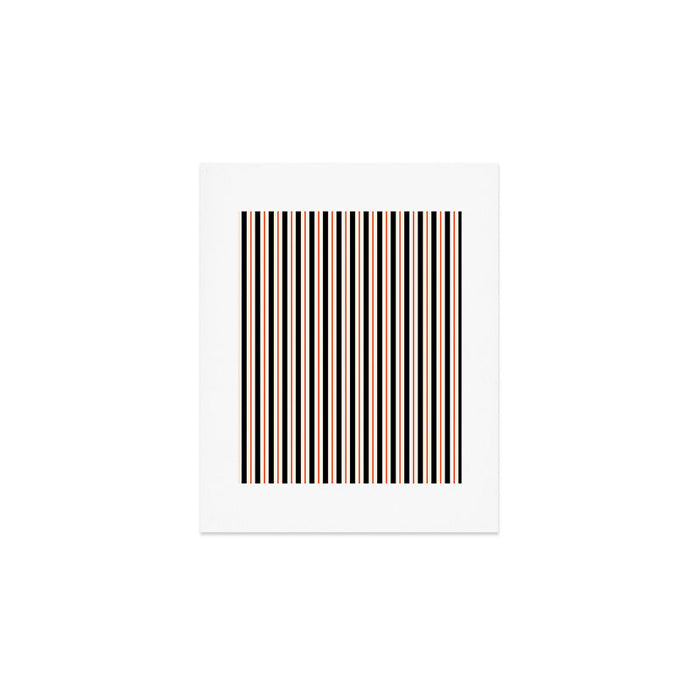 Minimal Retro Modern Stripe Pattern in Black, Orange, and Almond Cream Art Print Gallery Image 1