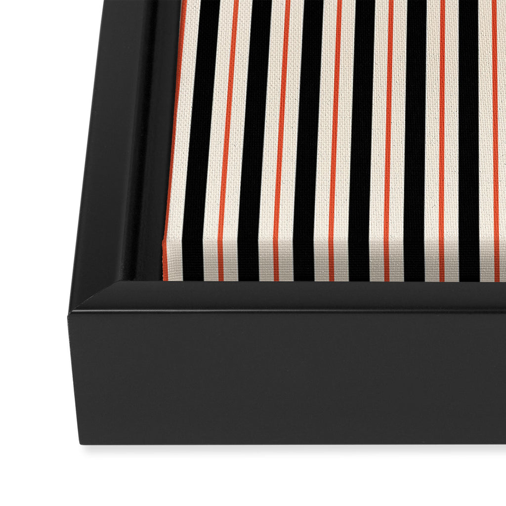 Minimal Retro Modern Stripe Pattern in Black, Orange, and Almond Cream Framed Canvas Print Gallery Image 3