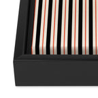 Minimal Retro Modern Stripe Pattern in Black, Orange, and Almond Cream Framed Canvas Print Gallery Image 3