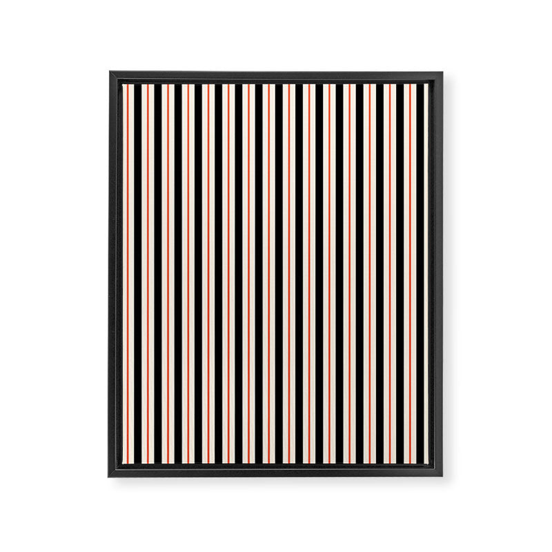 Minimal Retro Modern Stripe Pattern in Black, Orange, and Almond Cream Framed Canvas Print Gallery Image 6