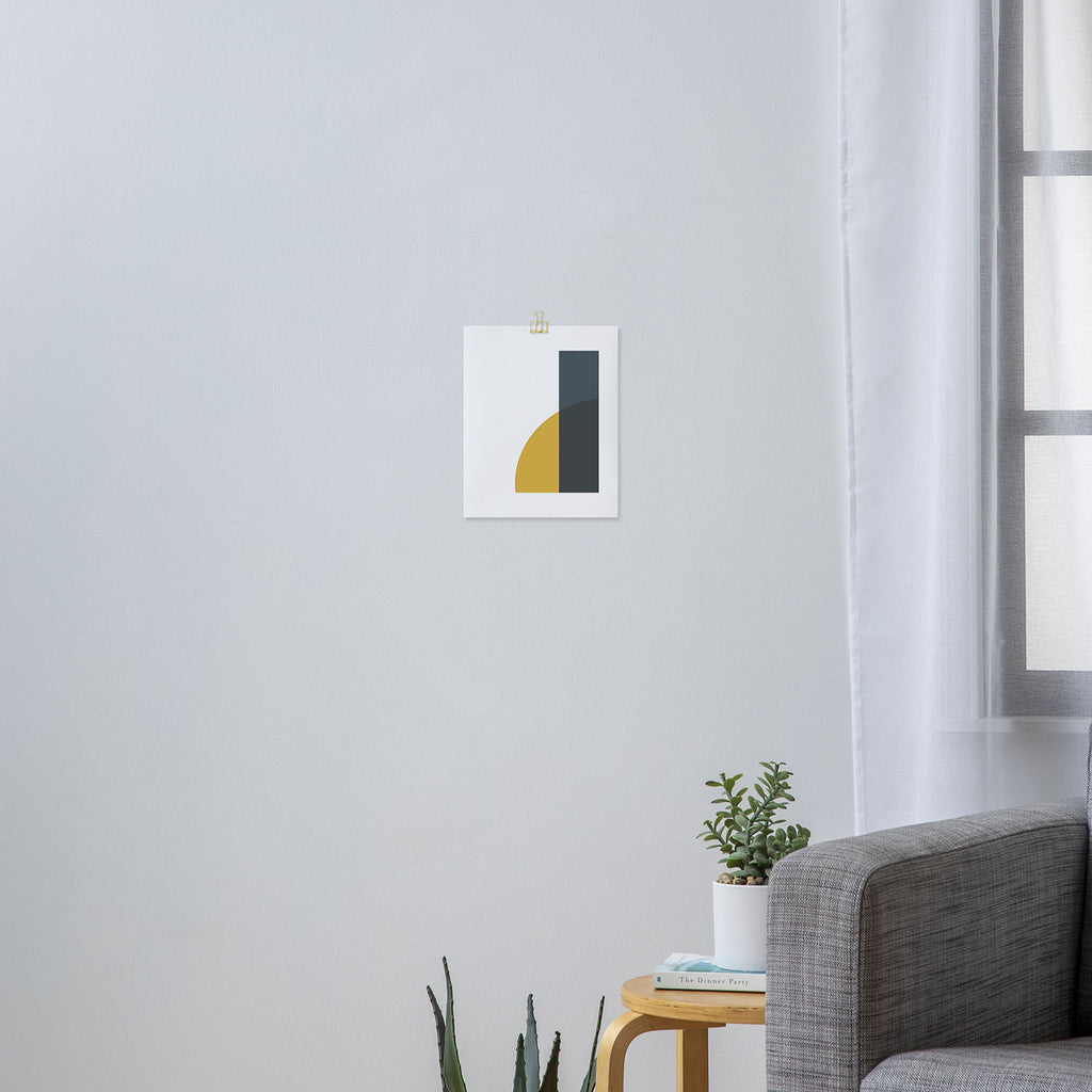 Minimalist Abstract Geometric in Mustard Yellow, Navy Blue, and White Art Print Gallery Image 3