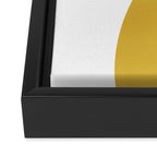 Minimalist Abstract Geometric in Mustard Yellow, Navy Blue, and White Framed Canvas Print Gallery Image 3