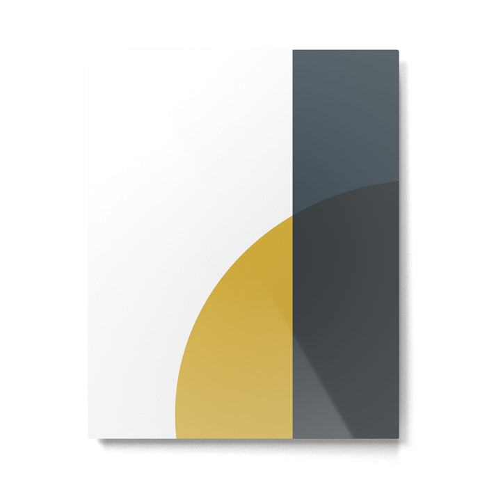 Minimalist Abstract Geometric in Mustard Yellow, Navy Blue, and White Metal Print Gallery Image 1