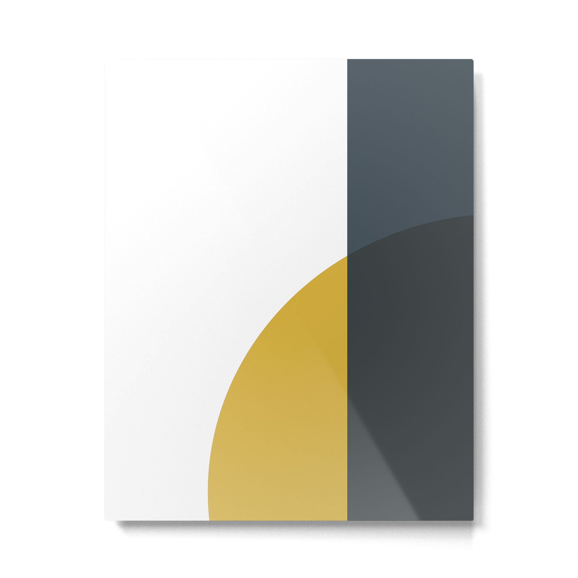 Minimalist Abstract Geometric in Mustard Yellow, Navy Blue, and White Metal Print Gallery Image 6