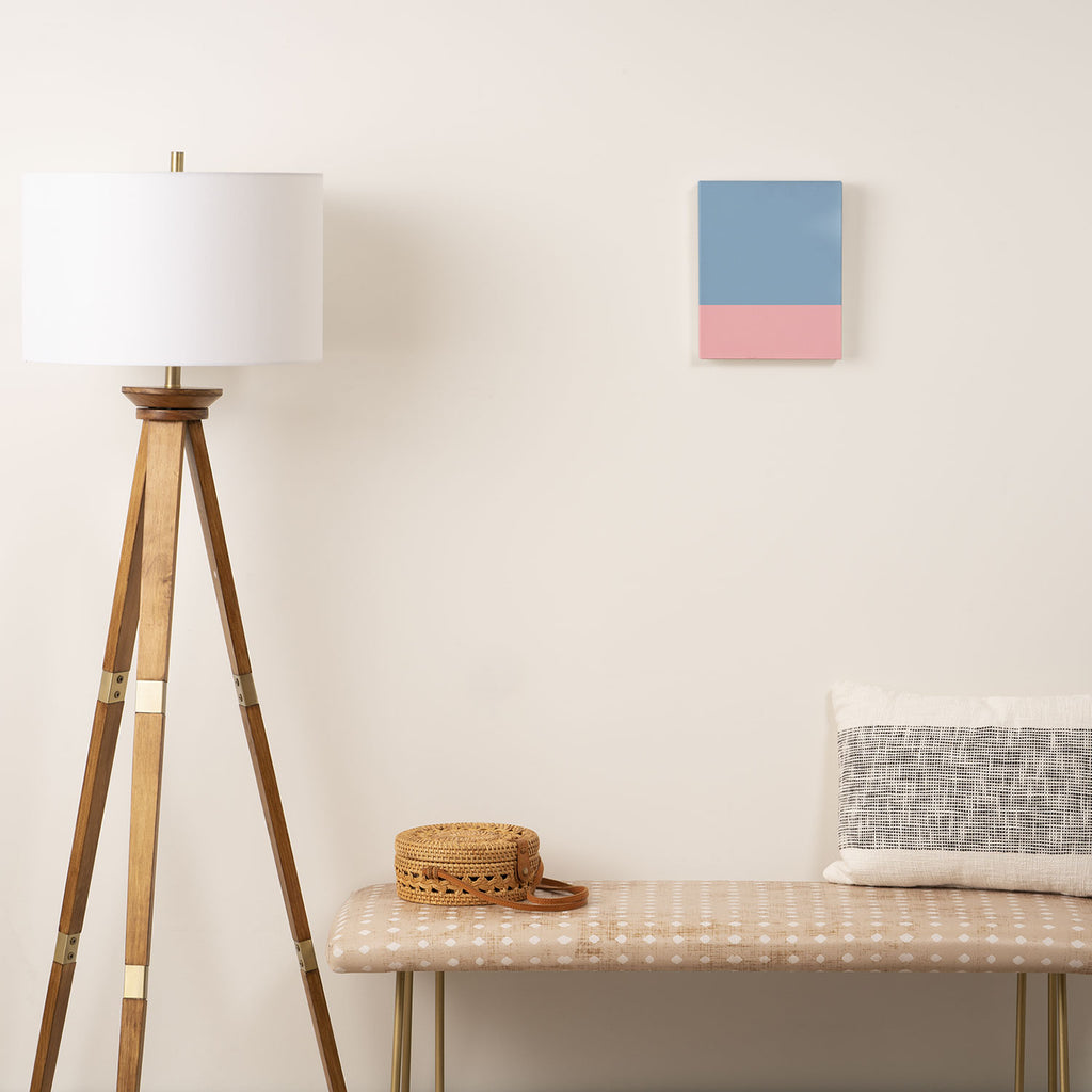 Minimalist Color Block Cuffed Solid in Pastel Light Blue and Baby Pink Canvas Print Gallery Image 2