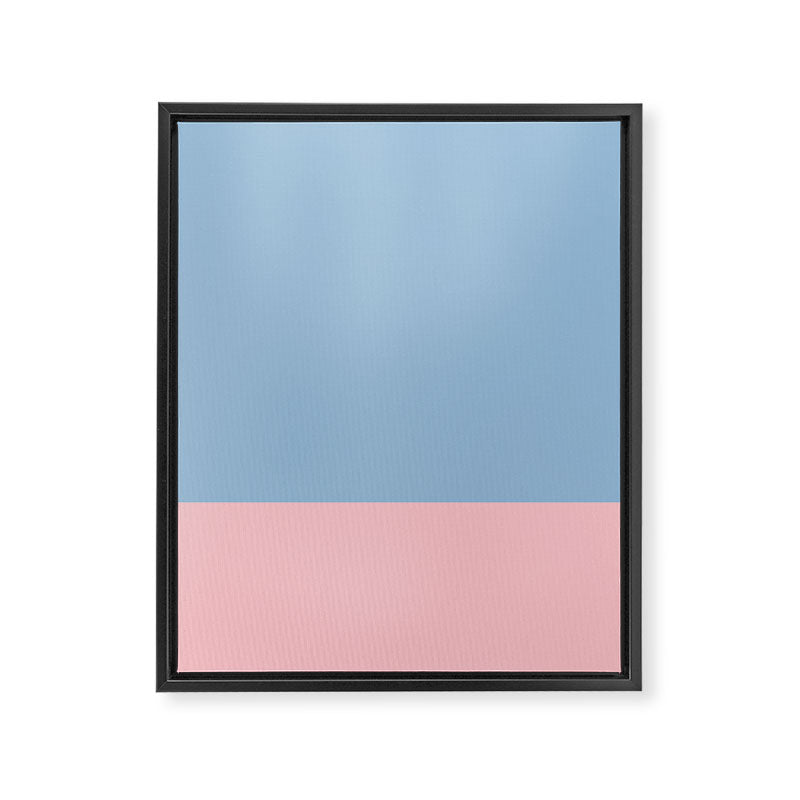 Minimalist Color Block Cuffed Solid in Pastel Light Blue and Baby Pink Framed Canvas Print Gallery Image 6