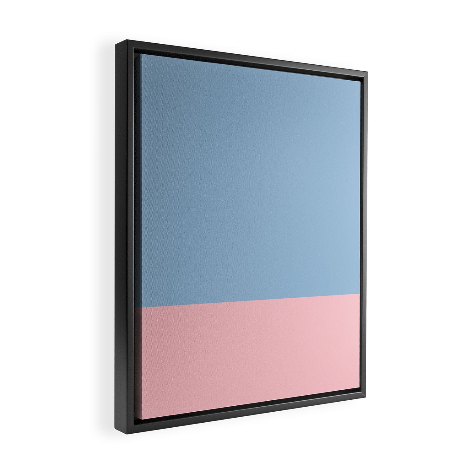 Minimalist Color Block Cuffed Solid in Pastel Light Blue and Baby Pink Framed Canvas Print Gallery Image 2