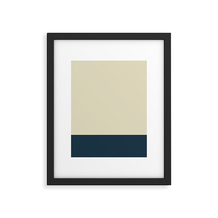Minimalist Color Block Solid in Cream Beige and Navy Blue Framed Art Print Gallery Image 1