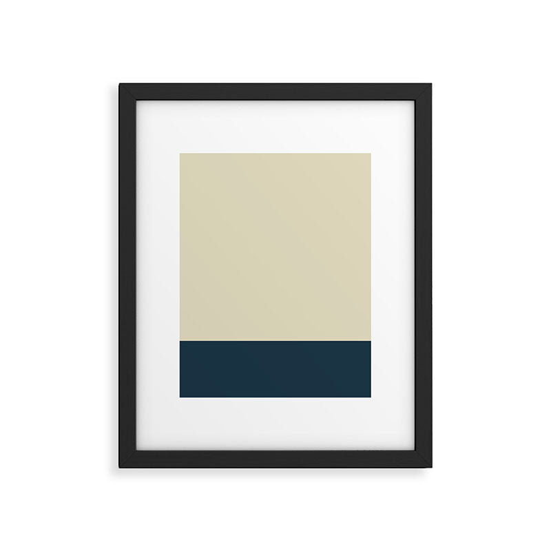 Minimalist Color Block Solid in Cream Beige and Navy Blue Framed Art Print Gallery Image 6