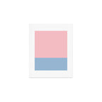 Minimalist Color Block Striped Solid in Pastel Pink and Baby Blue Art Print Gallery Image 1