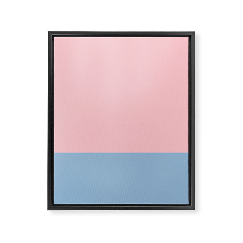 Minimalist Color Block Striped Solid in Pastel Pink and Baby Blue Framed Canvas Print Gallery Image 6