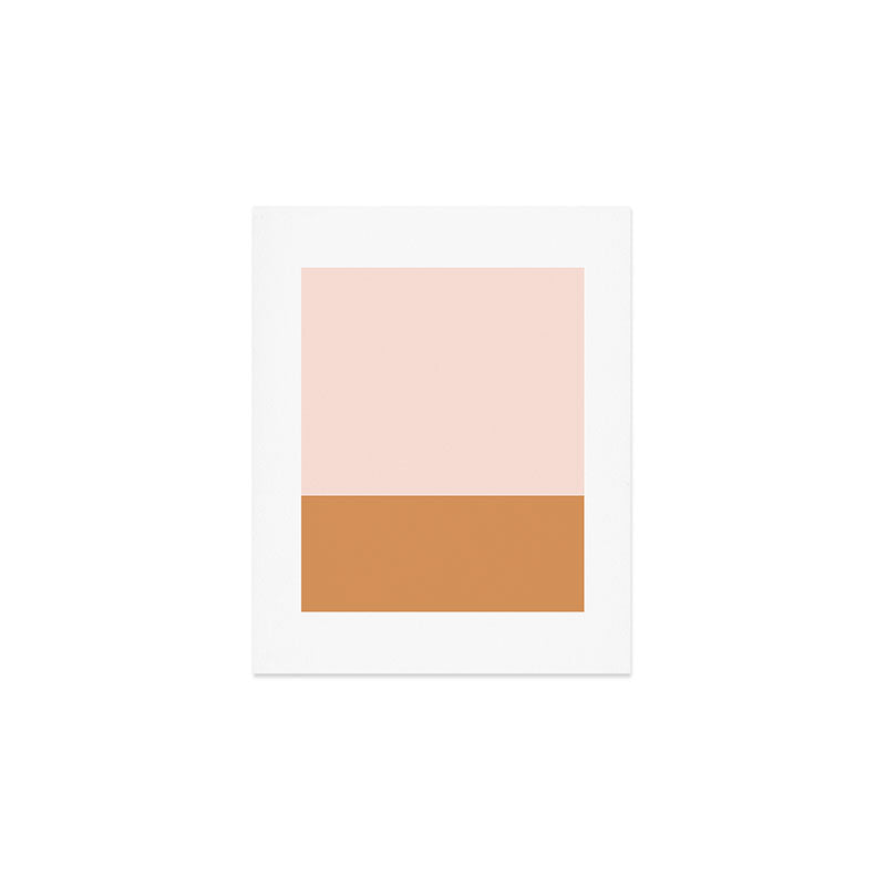 Minimalist Colour Block in Pale Blush Pink and Muted Ochre Art Print Gallery Image 1