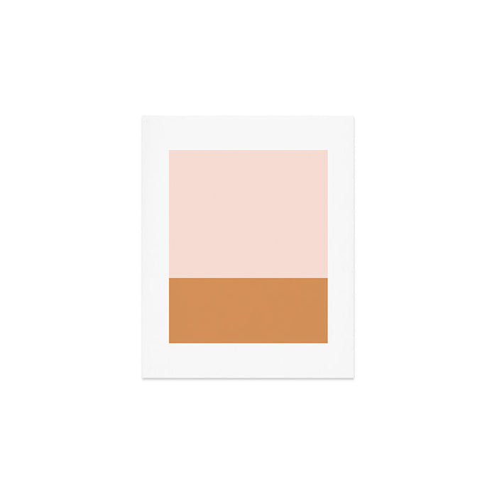 Minimalist Colour Block in Pale Blush Pink and Muted Ochre Art Print Gallery Image 1