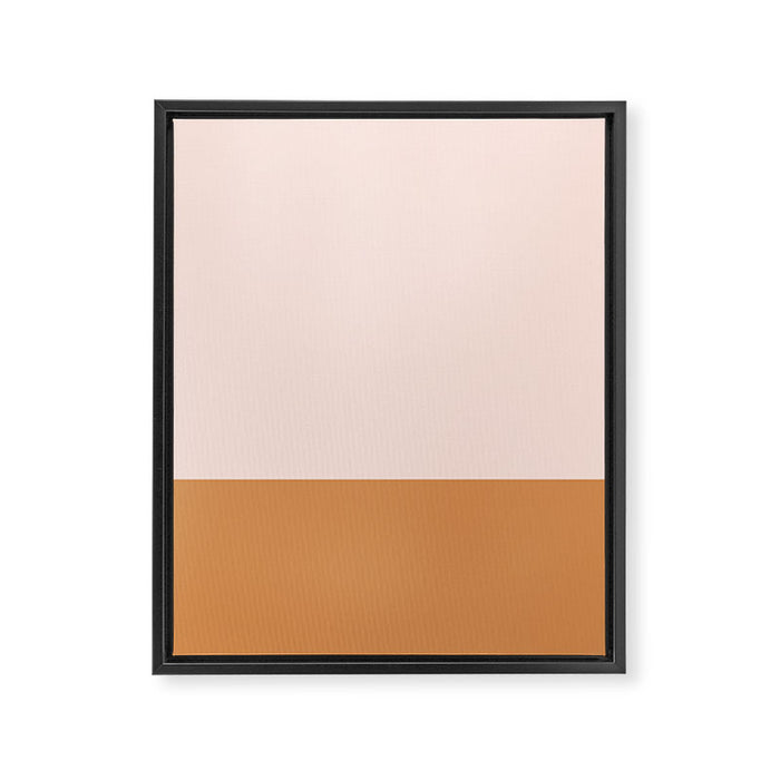 Minimalist Colour Block in Pale Blush Pink and Muted Ochre Framed Canvas Print Gallery Image 1