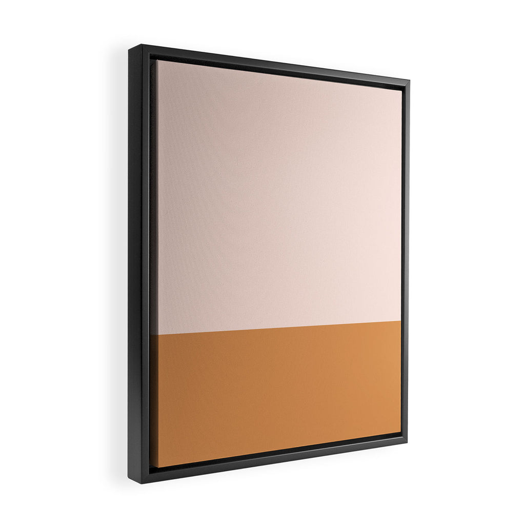 Minimalist Colour Block in Pale Blush Pink and Muted Ochre Framed Canvas Print Gallery Image 2