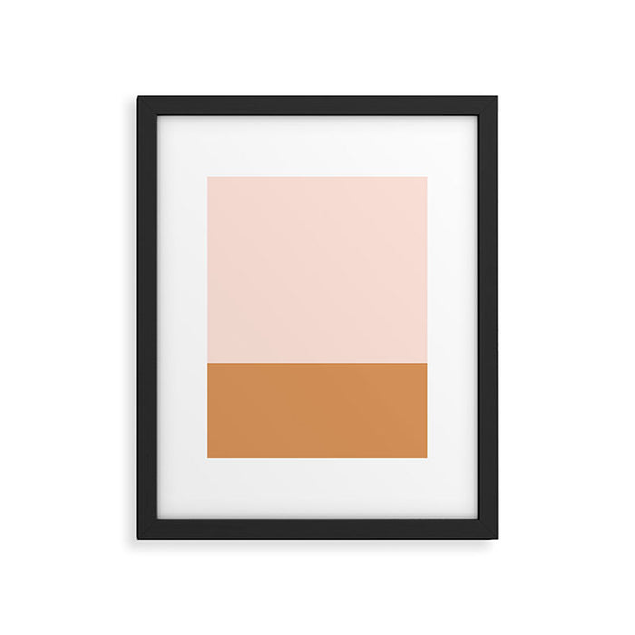 Minimalist Colour Block in Pale Blush Pink and Muted Ochre Framed Art Print Gallery Image 1