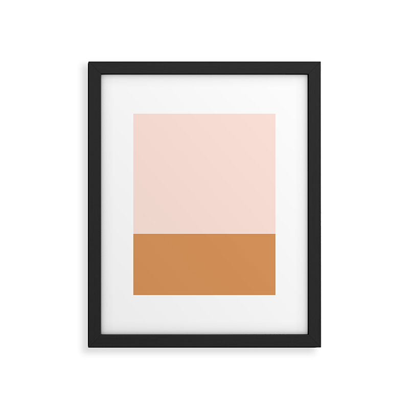 Minimalist Colour Block in Pale Blush Pink and Muted Ochre Framed Art Print Gallery Image 6