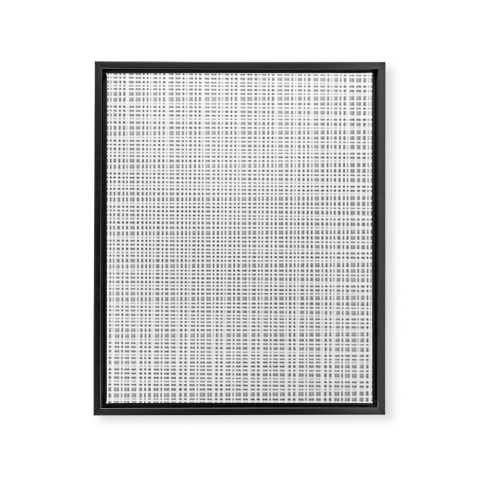 Minimalist Fine Weave Pattern in Gray and White Framed Canvas Print Gallery Image 1