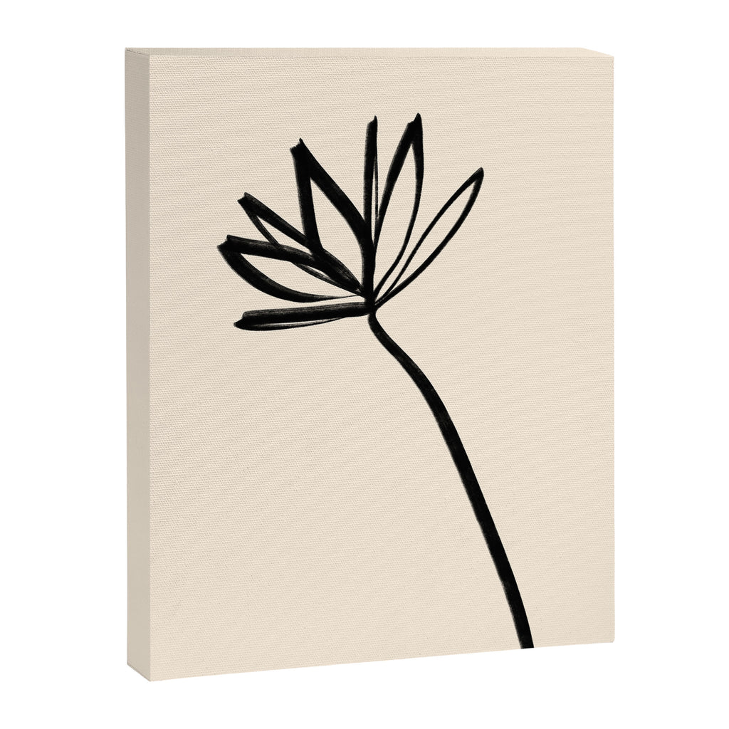 Minimalist Flower Black and Almond Cream Canvas Print Gallery Image 6