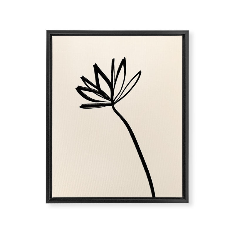 Minimalist Flower Black and Almond Cream Framed Canvas Print Gallery Image 6