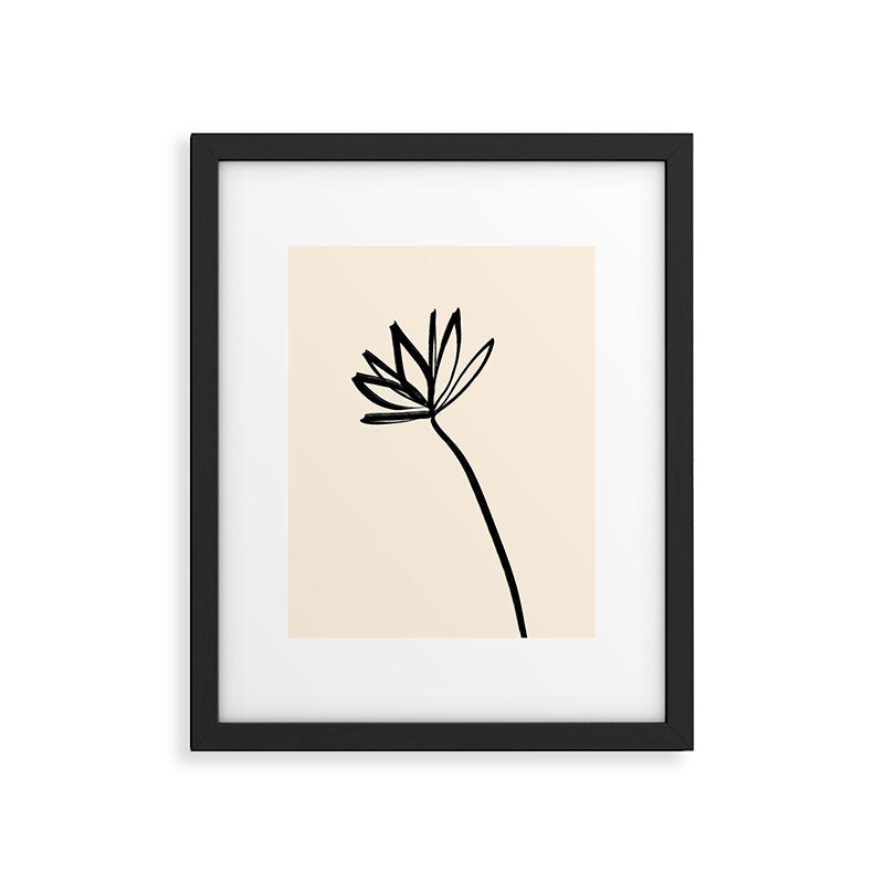 Minimalist Flower Black and Almond Cream Framed Art Print Gallery Image 5