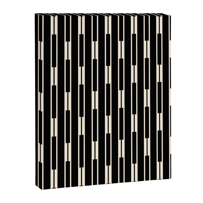Minimalist Geo Chain Block Stripe Vertical Pattern in Black and Cream Canvas Print Gallery Image 1