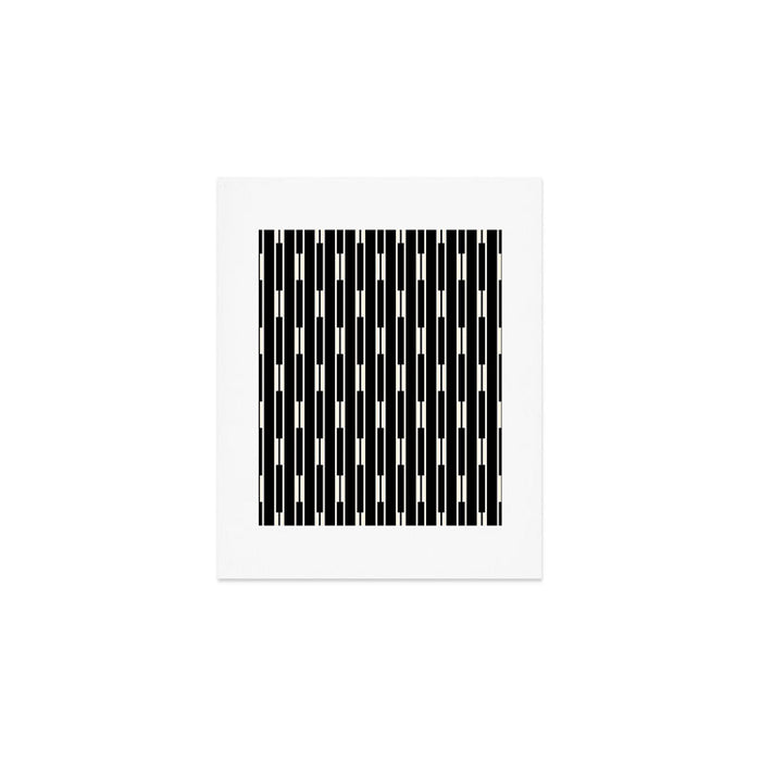 Minimalist Geo Chain Block Stripe Vertical Pattern in Black and Cream Art Print Gallery Image 1