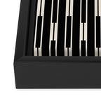 Minimalist Geo Chain Block Stripe Vertical Pattern in Black and Cream Framed Canvas Print Gallery Image 3