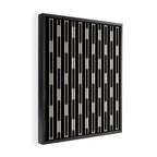 Minimalist Geo Chain Block Stripe Vertical Pattern in Black and Cream Framed Canvas Print Gallery Image 2